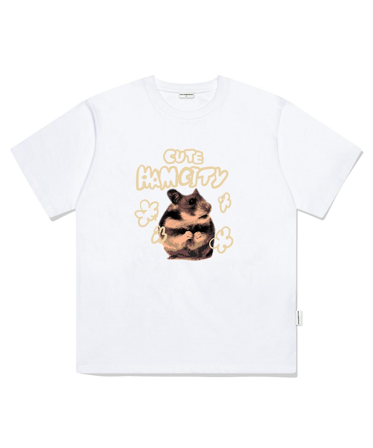Escape From Cute Ham City Print Oversized Short Sleeve T-Shirt White S