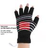 USB Heated Gloves Mitten for Men Women Striped Knit Fingerless Gloves Winter Hands Warmer Laptop Gloves for Adults