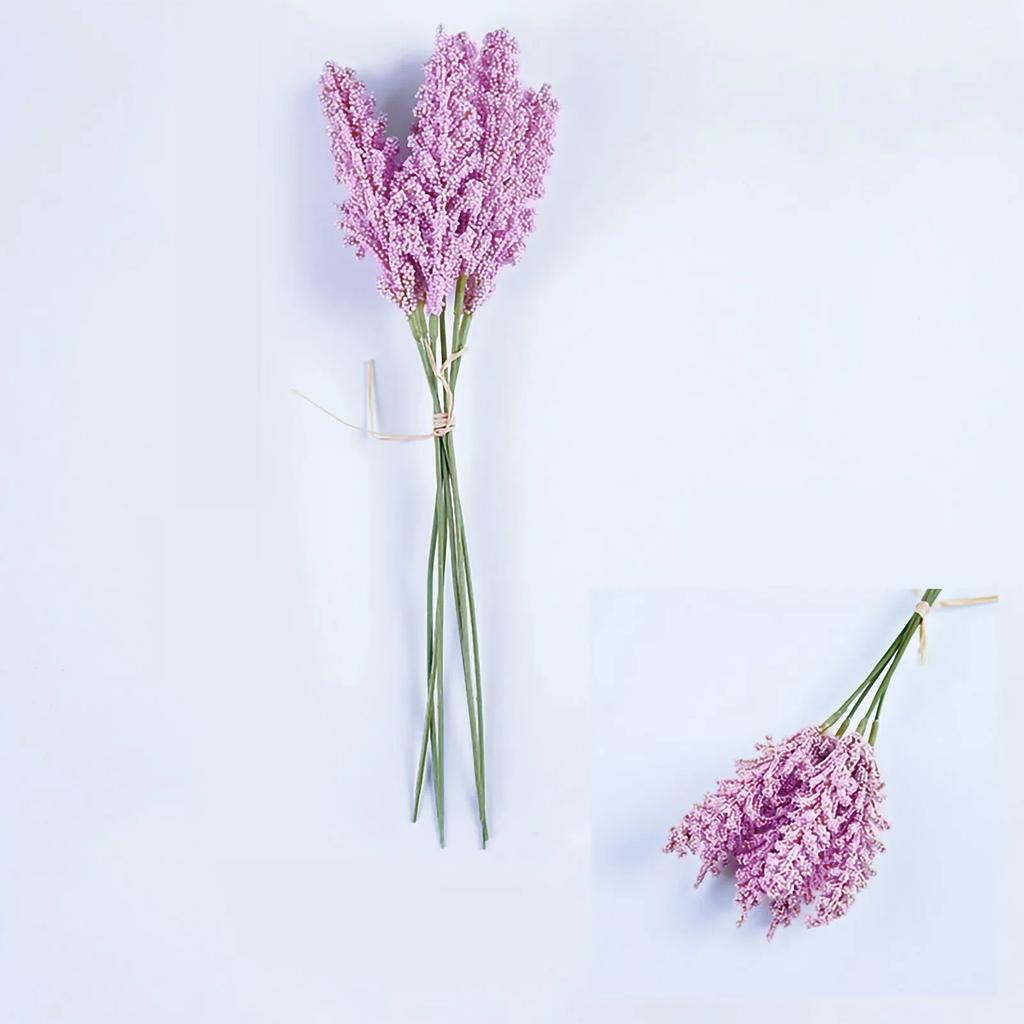 6pcs Artificial Lavender Floral Fake Lavender Plant Bouquets Wedding Millet Flower Shop Home Decoration Photography Arrangement