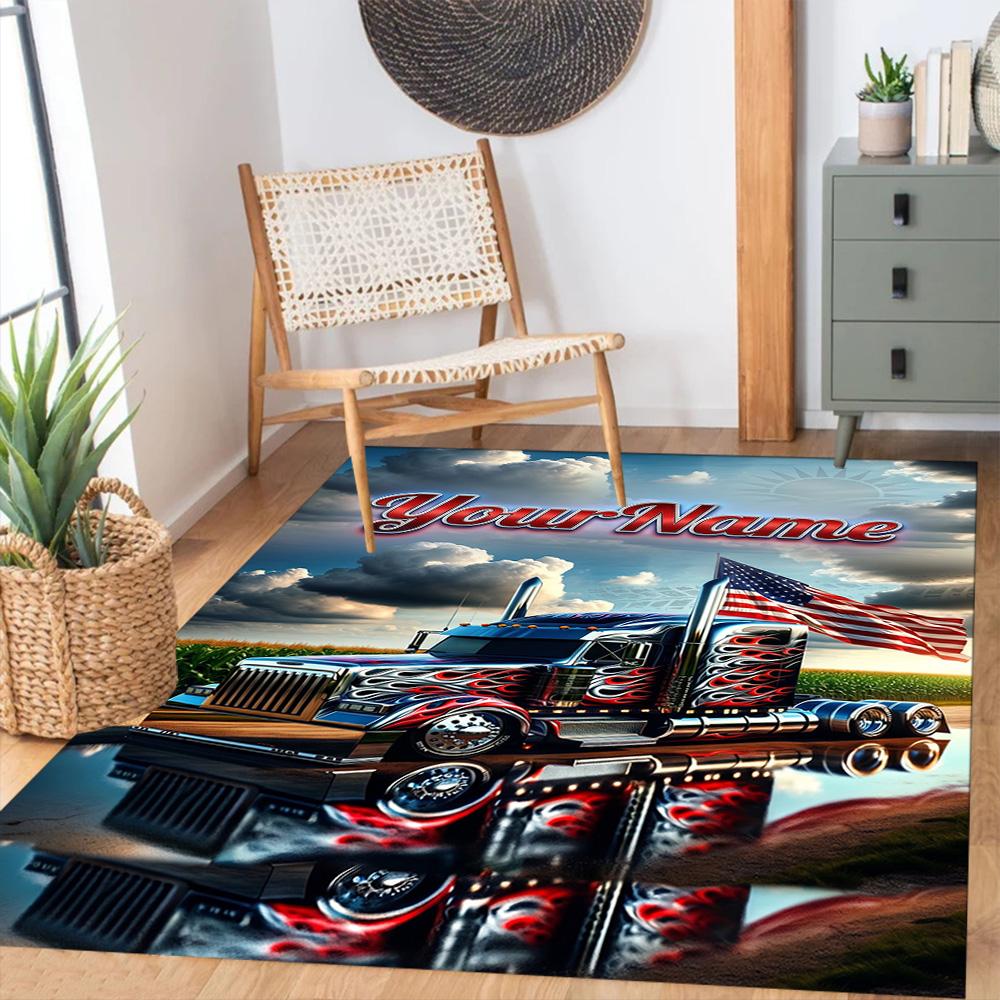 Kw Heavy Trucks Customize Your Name Area Rug Perfect for Study room Hallway Kitchen Game Room Antislip Carpet Anime Office Decor Wedding Party Gift