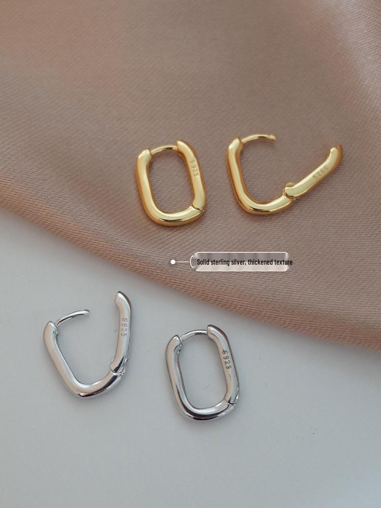 French U-Shaped Hoop Earrings, 925 Sterling Silver, Women's Cold Style, Simple Retro Ear Cuffs, Fashion Trend