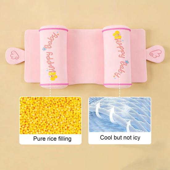 Hypoallergenic Baby Bedding Head Shaping Pillow, Breathable Anti-Flat Crib Pillow with Comfortable Cushion Adjustable Air Rollers, Ergonomic