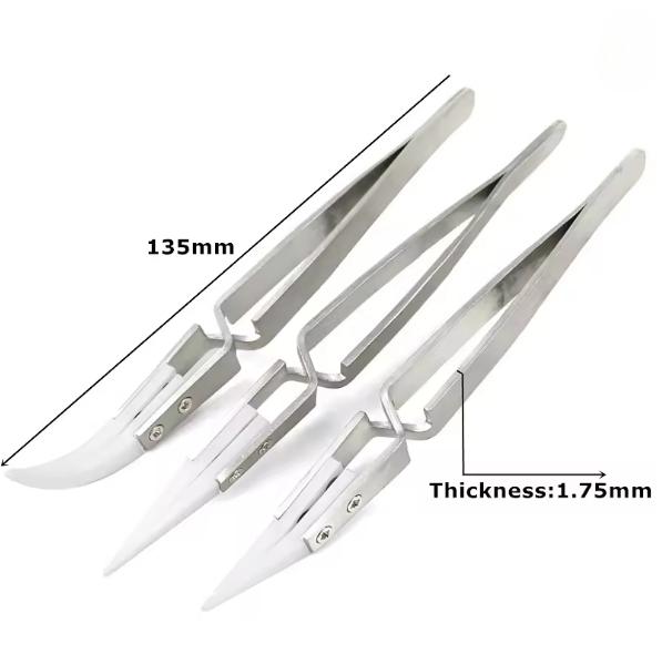 1-3pcs Ceramic Tip Labor-saving Electronic Soldering Tweezers, Anti-Static Reverse Acid Resistant Precision Chuck Tweezers