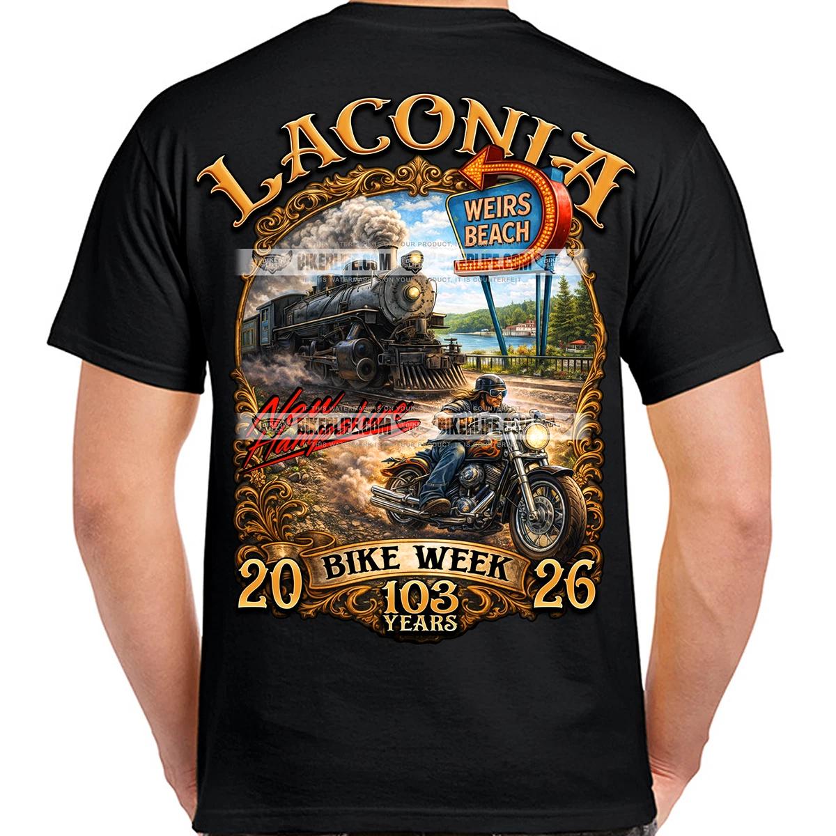 T-Shirt 2026 Laconia Motorcycle Week Train Race No Harley XXL