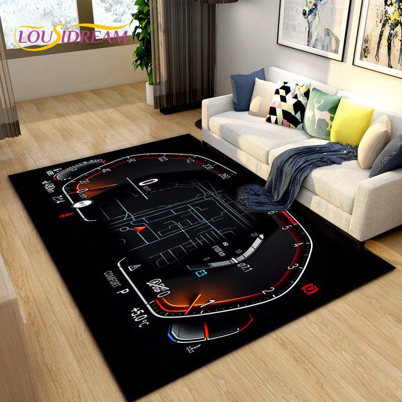 3D Car Racing Dashboard Area Rug,Carpet Rug for Living Room Bedroom Sofa Kitchen Doormat Decoration,Kids Play Non-slip Floor Mat