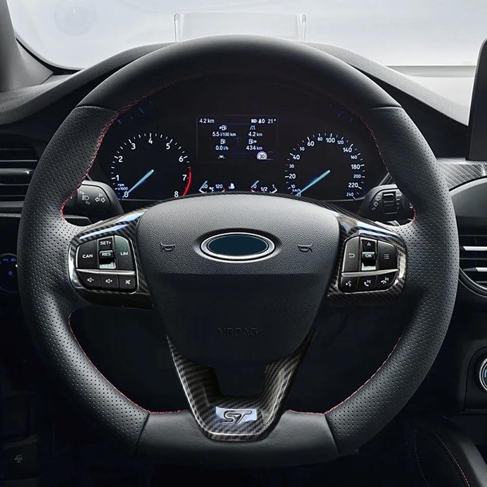 For Ford Fiesta MK8 2017-2019 Focus 4 MK4 2019-2025 Steering Wheel Panel Trim Frame Decoration Sticker Cover Accessories