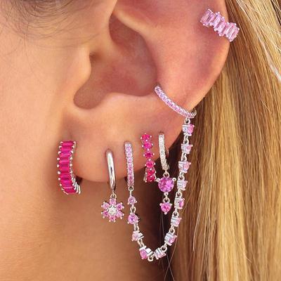 Set di Orecchini in Zircone Europei e Americani - Placcato Elettroliticamente, Stile Ins Molto Venduto