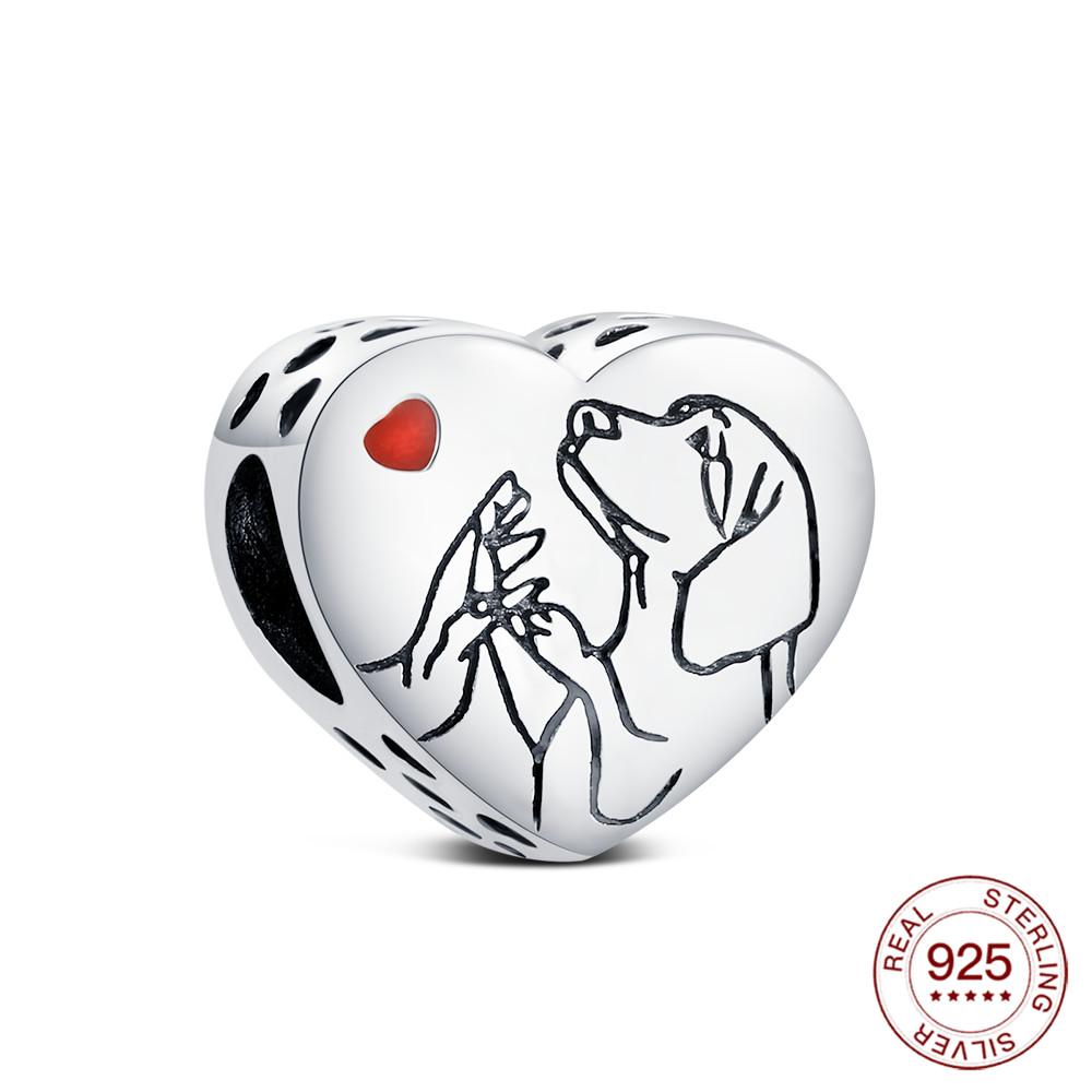 Copper Heart Series Beaded Family Lover Charms Jewelry Making For Original Bracelet Women'S Fashion Jewelry Gifts