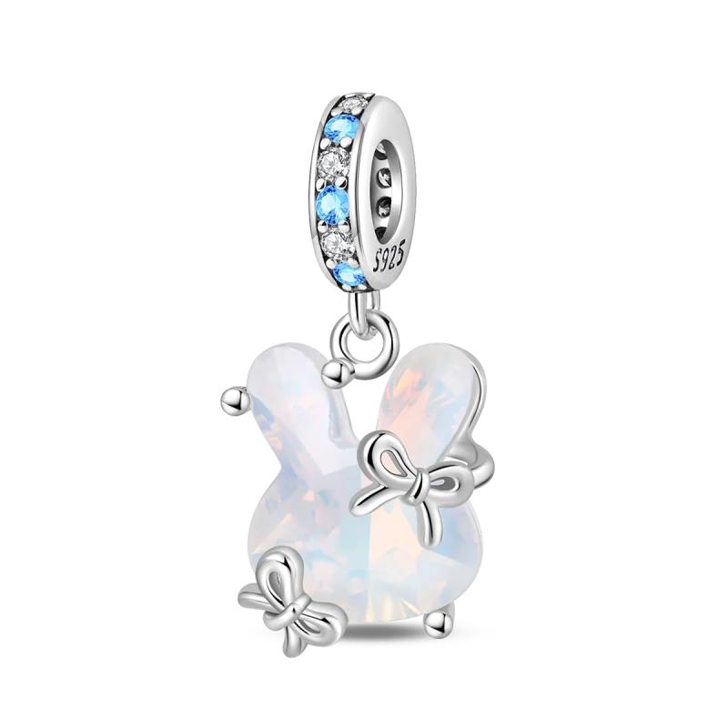 Original Charm 925 Pure Silver Rabbit Snowman Bear Whale Pendant Beads Fit Women's Necklace DIY Bracelet Exquisite Jewelry Gif