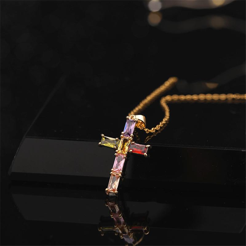 Vintage Punk Zircon Cross Pendant Necklace Stainless Steel Fashion Choker Collar Jewelry Birthday Gifts For Women Girls