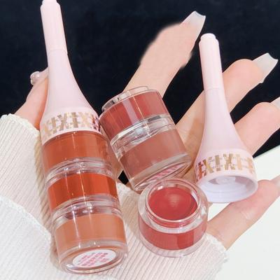 Palette de lèvres 3 en 1, ensemble de rouge à lèvres mat velours, brillant à lèvres, bande de couche, teinte rouge marron, kit de maquillage, 3 en 1-01, 1 pièce