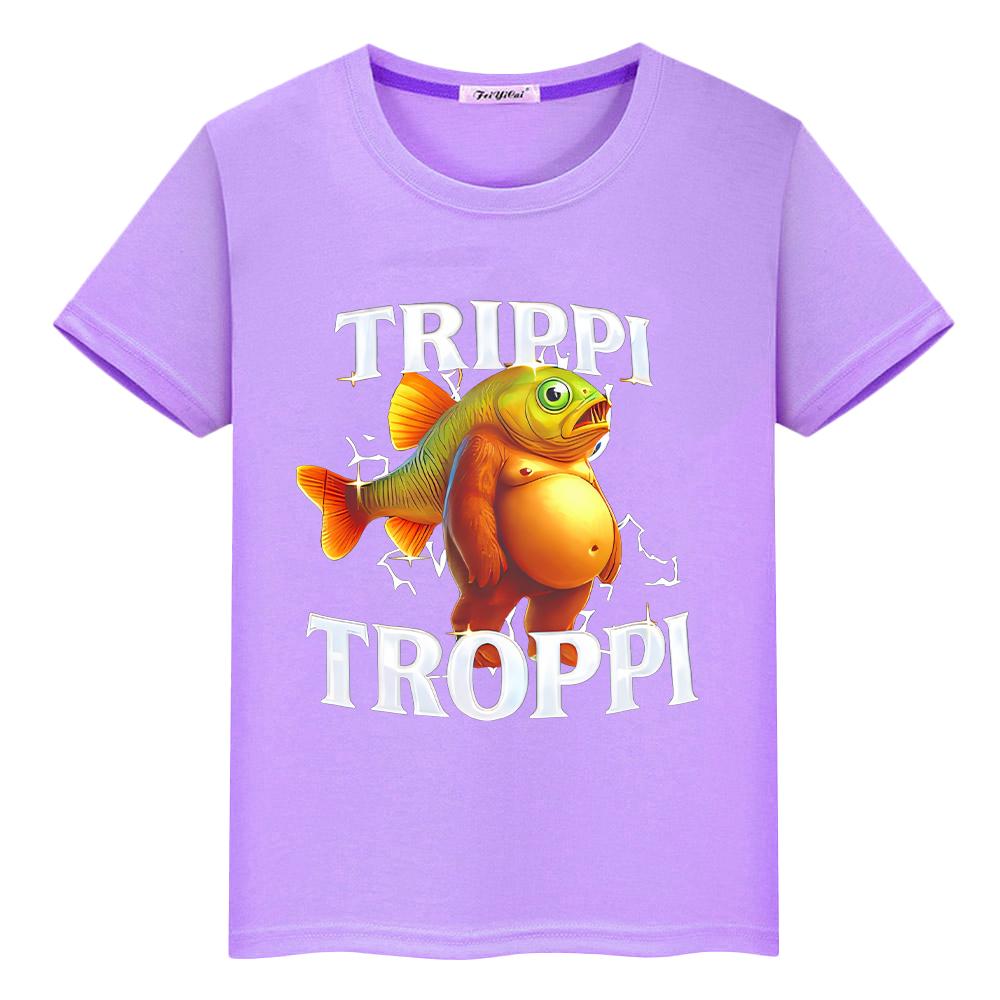 

Итальянская футболка с принтом Brainrot для детей мальчик 10 лет мультяшные топы аниме короткий 100% хлопок футболки y2k one piece детская одежда для девочек 160