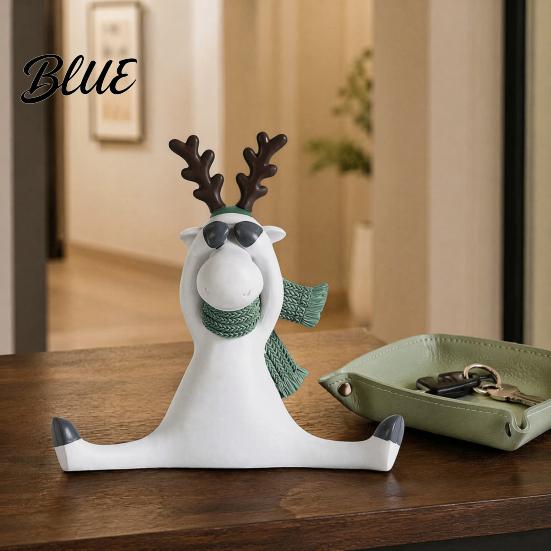Knitted Scarf Deer Scarf Cute Minimalist Reindeer Resin Decor Nordic Figurine with Healing Statue Matte White Animals Mini Animal