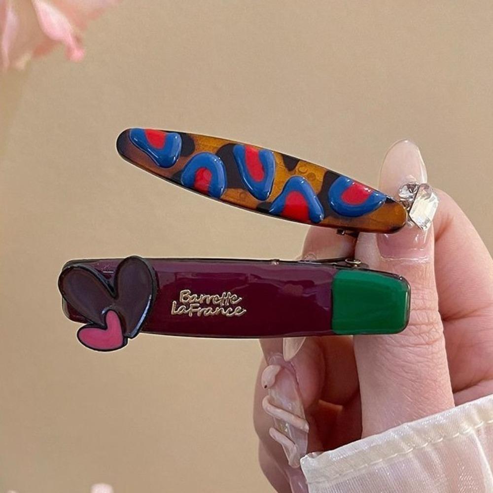 2pcs/set Bangs Clip Hairpins Barrettes Makeup Hair Clips Creative Love Hairpin Set  Daily