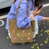Retro Washed Denim Women's Shoulder Bags Cute Animal Embroidery College Girls Canvas Book Tote Bag Travel Shopping Handbags