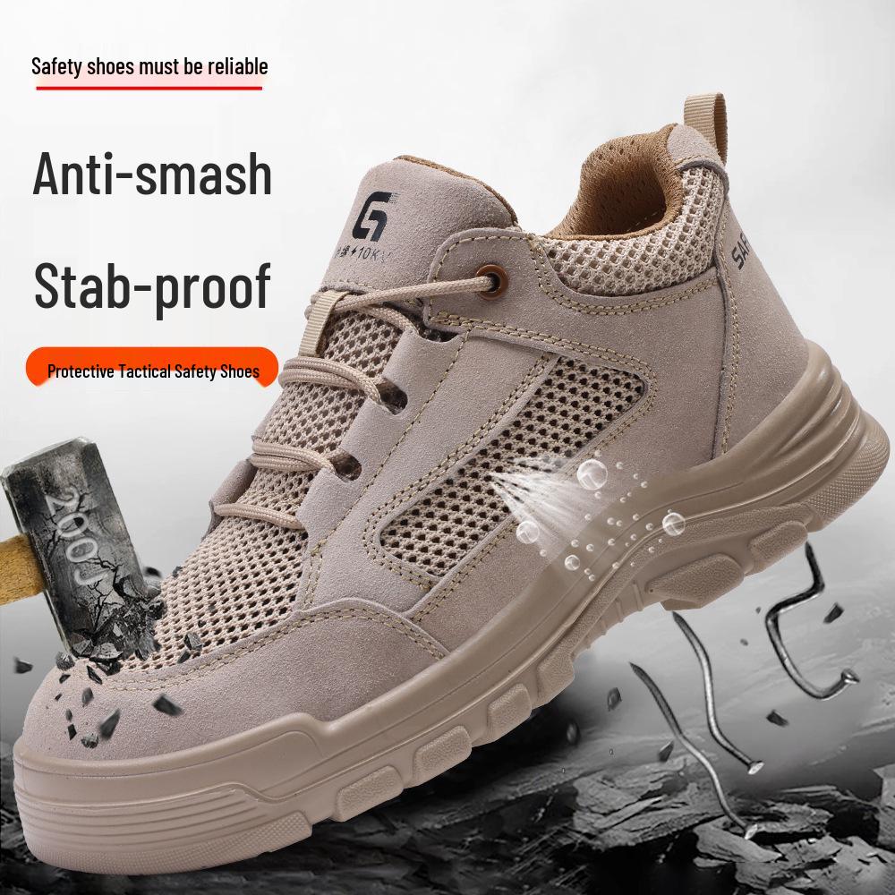 Men's Summer Safety Shoes: Breathable, Anti-Smash, Puncture-Resistant, Steel Toe, 10KV Insulated Electrician Work Shoes