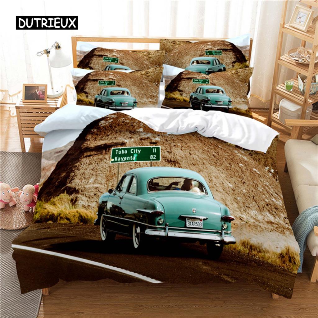 Roadster Sengetøysett Dynetrekksett 3d Sengetøy Digitaltrykk Sengetøy Queen Size Sengetøysett Motedesign