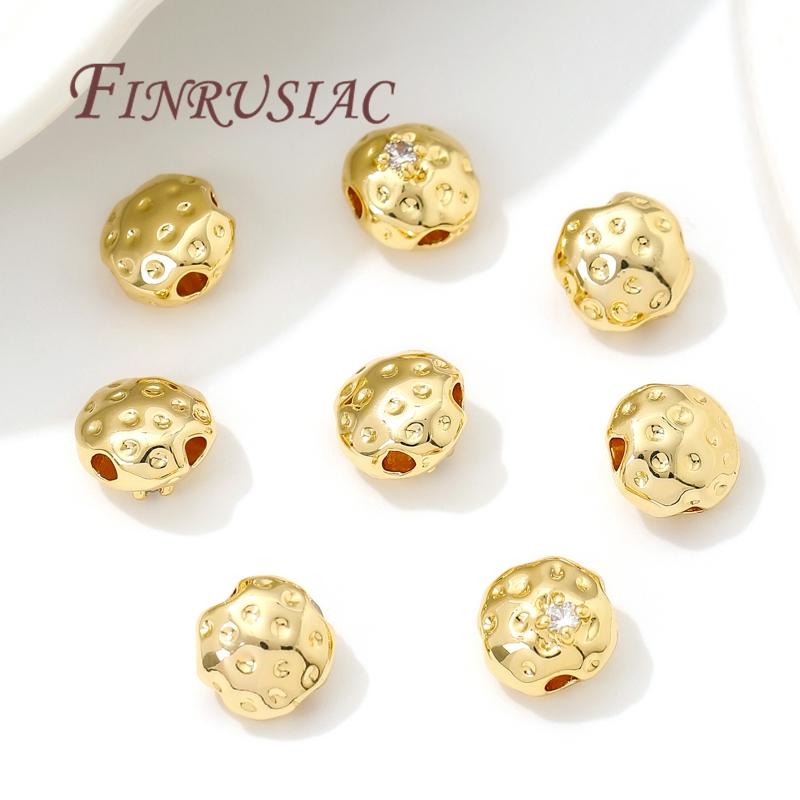 18K Gold Plated Round Metal Beads Separator For Beads DIY Jewelry Making Supplies Bracelets Accessories Spacer Bead