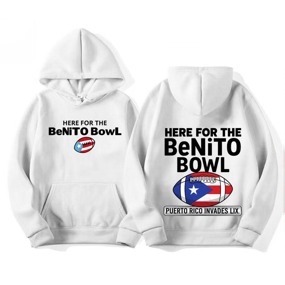 Here for The Benito Bowl Puerto Rico Flag Bad Bunny Hoodies Men's Clothing Fashion Hip Hop Hoodie Oversized Hot Sale Sweatshirts