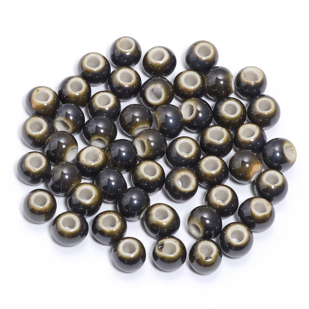 30pcs/lot Round Shape Ceramic Beads Colorful Loose Beads Spacer Beads For DIY Jewelry Making Necklace Bracelet Accessories