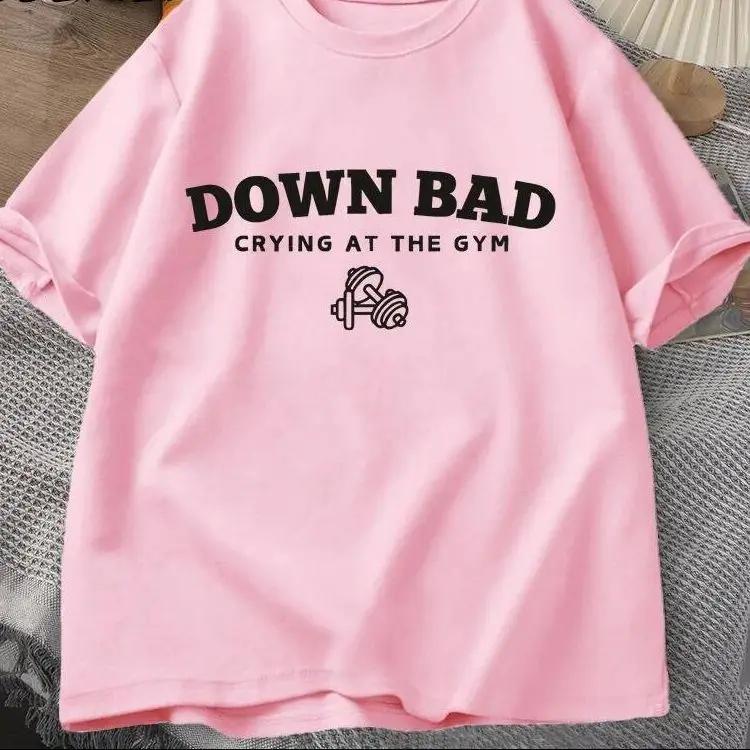 2026 Tortured Poets Tshirt Down Bad Crying At The Gym Graphic T Shirts Women Summer Workout T Shirt Short Sleeve Tees