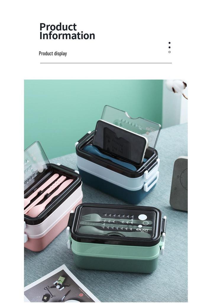 Lunch Box a Doppio Strato Adatta al Microonde: Plastica per Alimenti, Mantiene Fresco, Contenitore Bento Sigillato, Ideale per Lavoratori d'Ufficio.