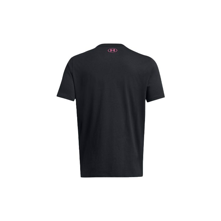 Under Armour Letter Print Crew Neck Loose Short Sleeve T-Shirt Men Tops Black 1383304-001