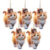 Cute Cat Car Pendant 3D Acrylic Flat Decoration Pendant Car Rearview Mirror Backpack Simulated Animals Decorative Accessories