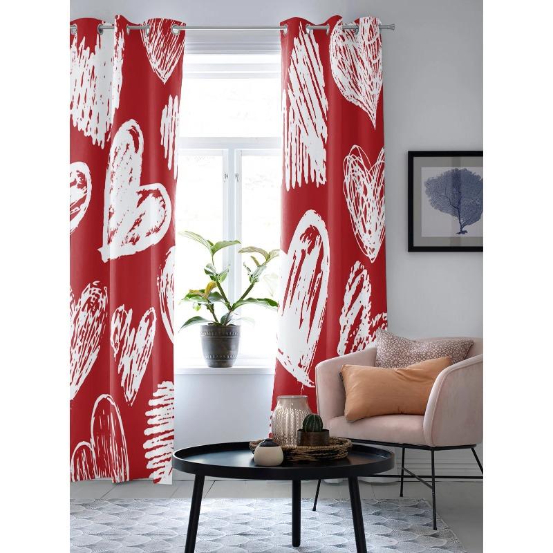 Fenstervorhänge mit handgezeichneten Motiven zum Valentinstag, für Wohnzimmer, Schlafzimmer, moderne Jalousien, Vorhänge für die Küche