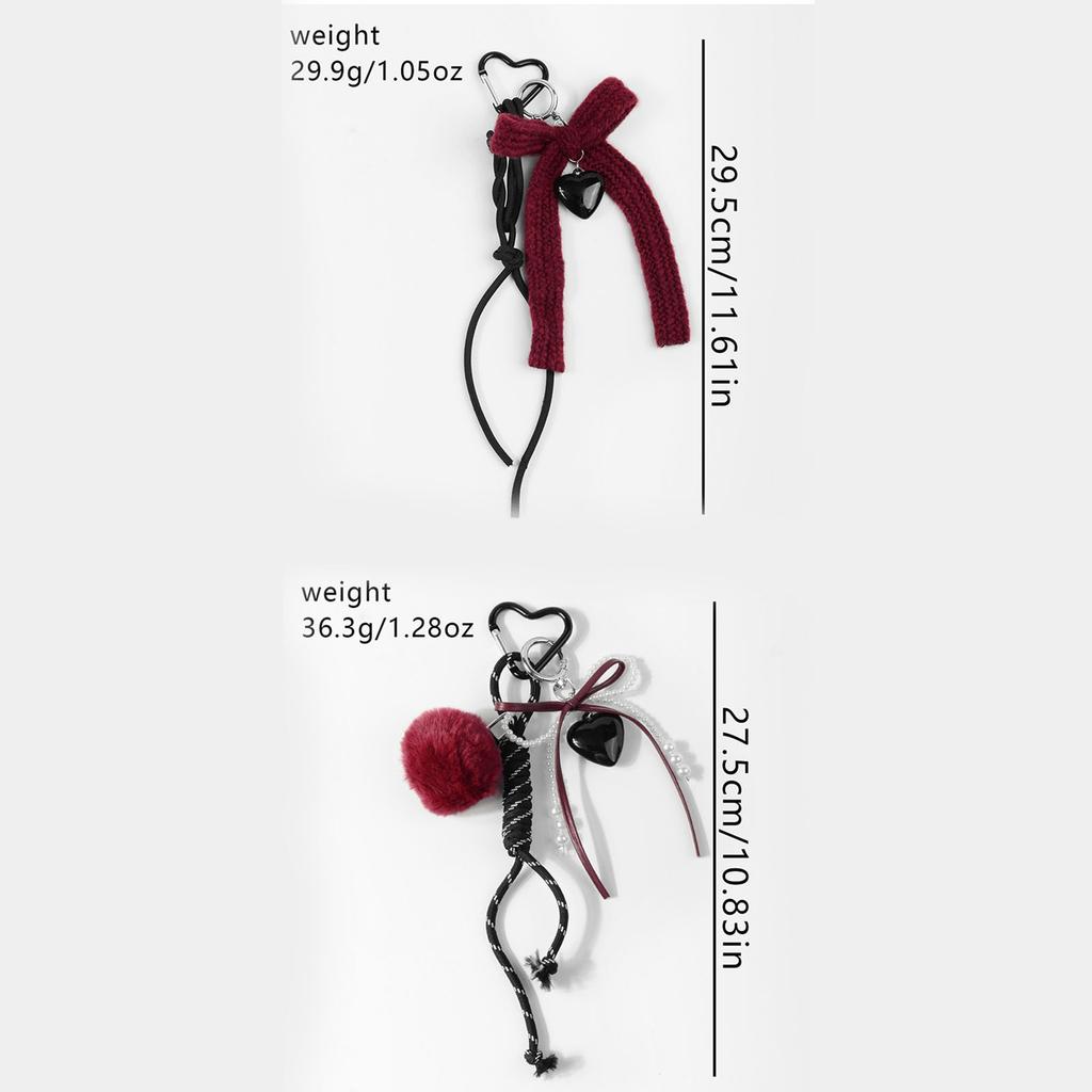Vintage Bowknot and Heart Keychain Trendy Key Holder Stylish Bag Charm Ornament for Fashion Enthusiasts and Gift Seekers