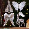 Transparent Elk Angel Wings Pendants Christmas Tree Decorations 2025 New Year Home Party Pink Transparent Hanging Ornament New
