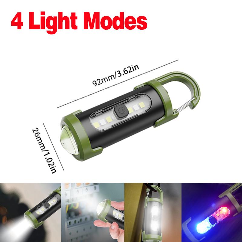 Rechargeable Keychain Flashlight,COB LED,Multi Light Modes,Type-C,Portable,Emergency, Camping,Side Light,High Brightness,Hook