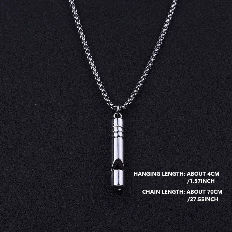 Hip-hop Whistle Necklace Titanium Stainless Steel Pendant for Men and Women Cool Disco Street Can Blow Sweater Chain.