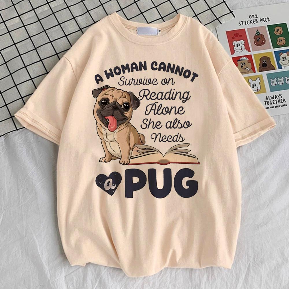 

Womens Classic Pug Pattern Tshirt Fashionable and Trendy Breathable Harajuku Style Comfortable Korean Animeinspired Clothing S