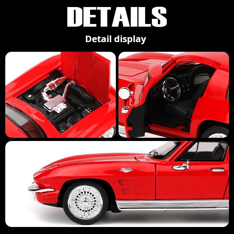 1:32 Corvette Vintage Classic Car Four-Wheel Shock Absorption Simulation Alloy Car Model Vehicle Collectible Ornament Boys Gifts