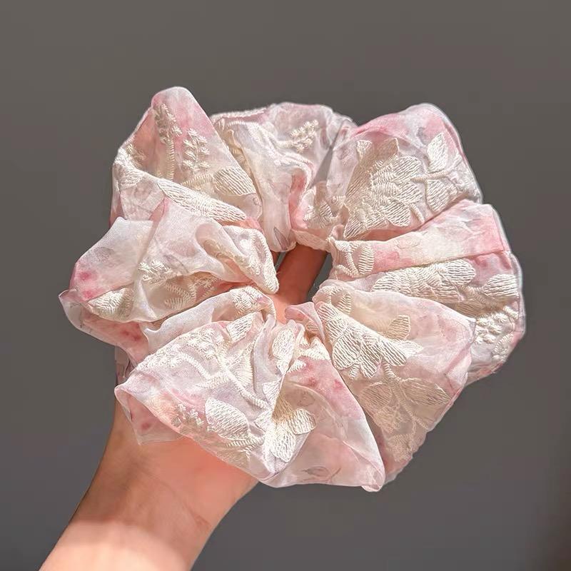 Koreanische Mode Leopardenmuster übergroßes Scrunchie für Frauen elastisches großes Haarband Mädchen schwarze Haargummis Retro Haarband