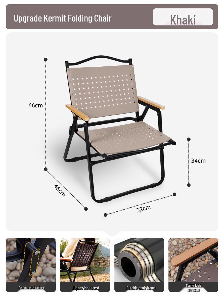 Boguwen Tianji Tragbarer Klapp-Outdoor-Stuhl für Camping, Picknicks, Strand und Imbissstände - Kermit-Stil