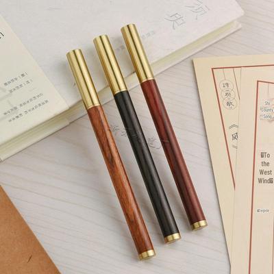 Creative Brass & Sandalwood Signature Gel Pen - Elegant Business Gift with Logo Printing