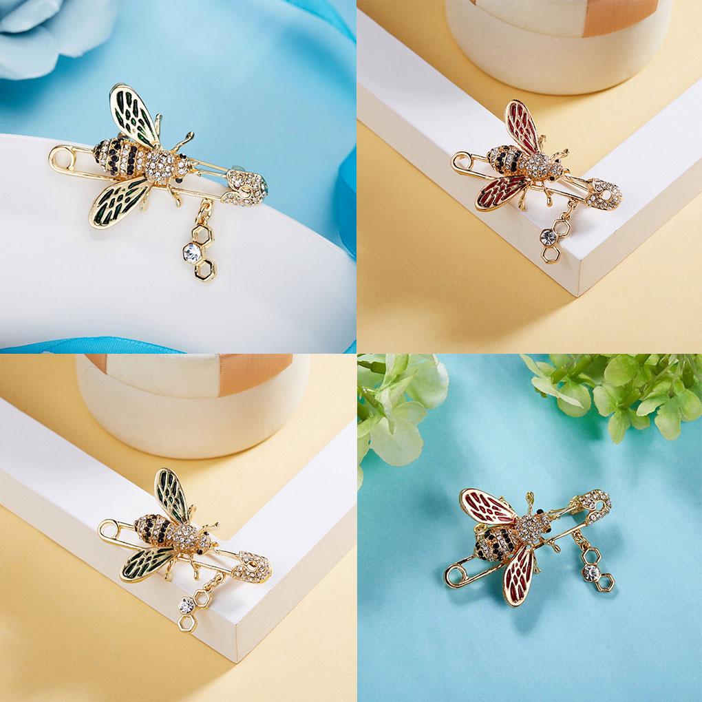Insect Rhinestone Brooch Shining Bee Shaped Oil-dripping Badge Collar Pin Clothes Scarf Decor BC18Y0461-1