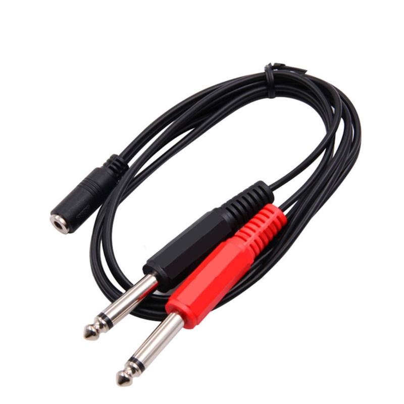 3.5mm Female Jack To 2x6.35mm Male Adapter Cable 3.5 To 6.35 Mm TRS Mono Male Audio Aux Socket Converter Cord Wire