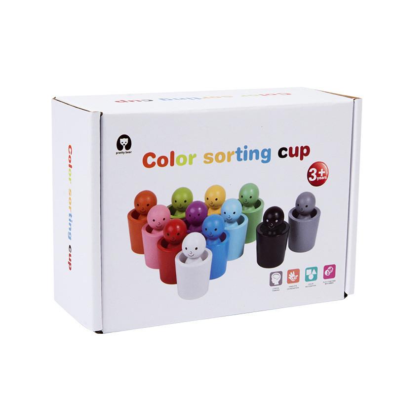 Wooden Color Classification Cups For Kids Early Education Learning Toy Gift