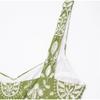 Printed Hollow Out Sling Women Dress Elegant Green Sleeveless Backless High Waist Dresses Female Summer Lady Beach Robe