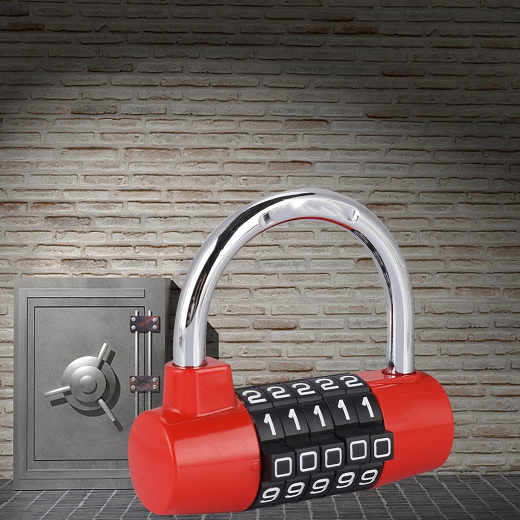 5 Digit   Lock Padlock U shaped Suitcase Door Combination Lock Red