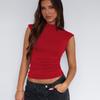 European and American Women's Clothing Summer Semi-turtleneck Solid Color Slim-fit Sleeveless Spice Girl Style Versatile Vest