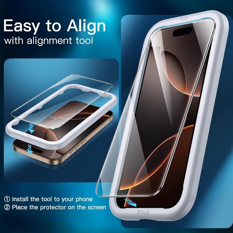 iPhone 16 Pro Max HD Protective Film, 9H Tempered Glass Film, Anti-flash Ring, HD Clear, Anti-scratch, Case Friendly