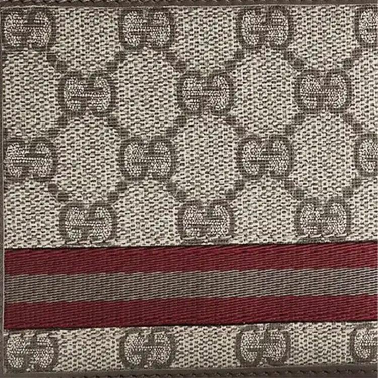 Gucci GG Supreme Bifold Wallet Beige Ebony with Web Stripe Designer Card Holder 138086-KGD8R-9793