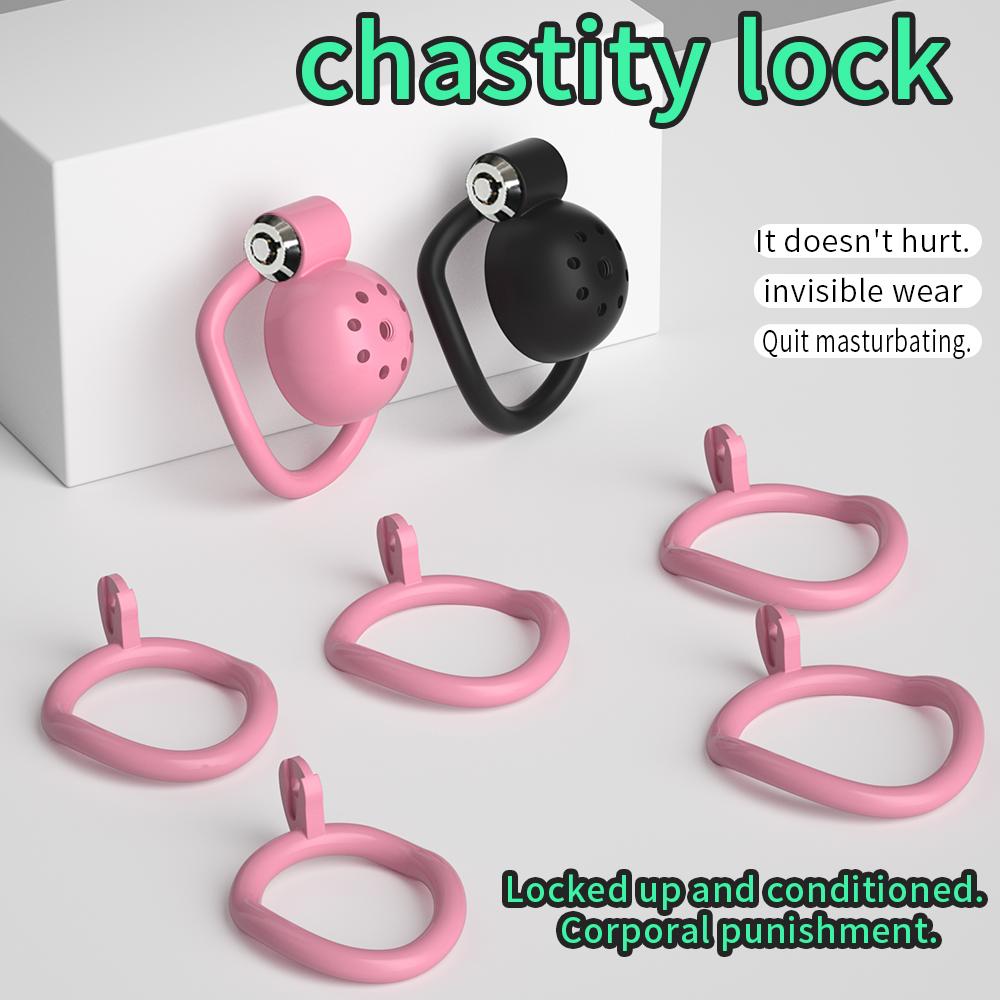 Gaiola de Castidade com 5 Anéis Gaiola para Pênis Brinquedo Sexual para Adultos Bondage de Pênis Trava Uretral Macho Cuckold Erótico Casal Brinquedo BDSM