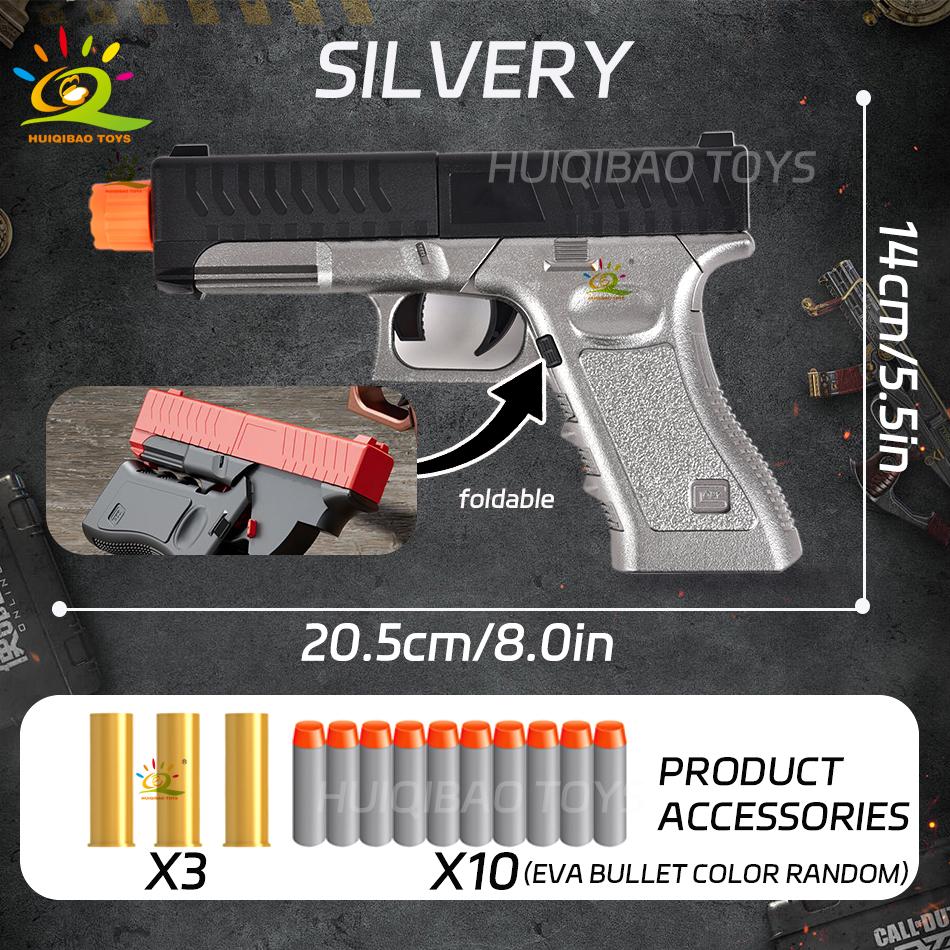 Soft Bullet Toy Gun Outdoor Combat Weapon Shooting Game Toys with Silencer Foam Ejection Toy Gun Toy for Adult Boys