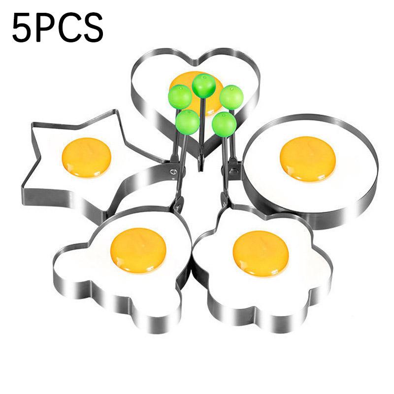5pcs Stainless Steel Egg Frying Machine Egg Frying Machine Breakfast Baking Model Heart-Shaped Egg Frying Machine Gadge
