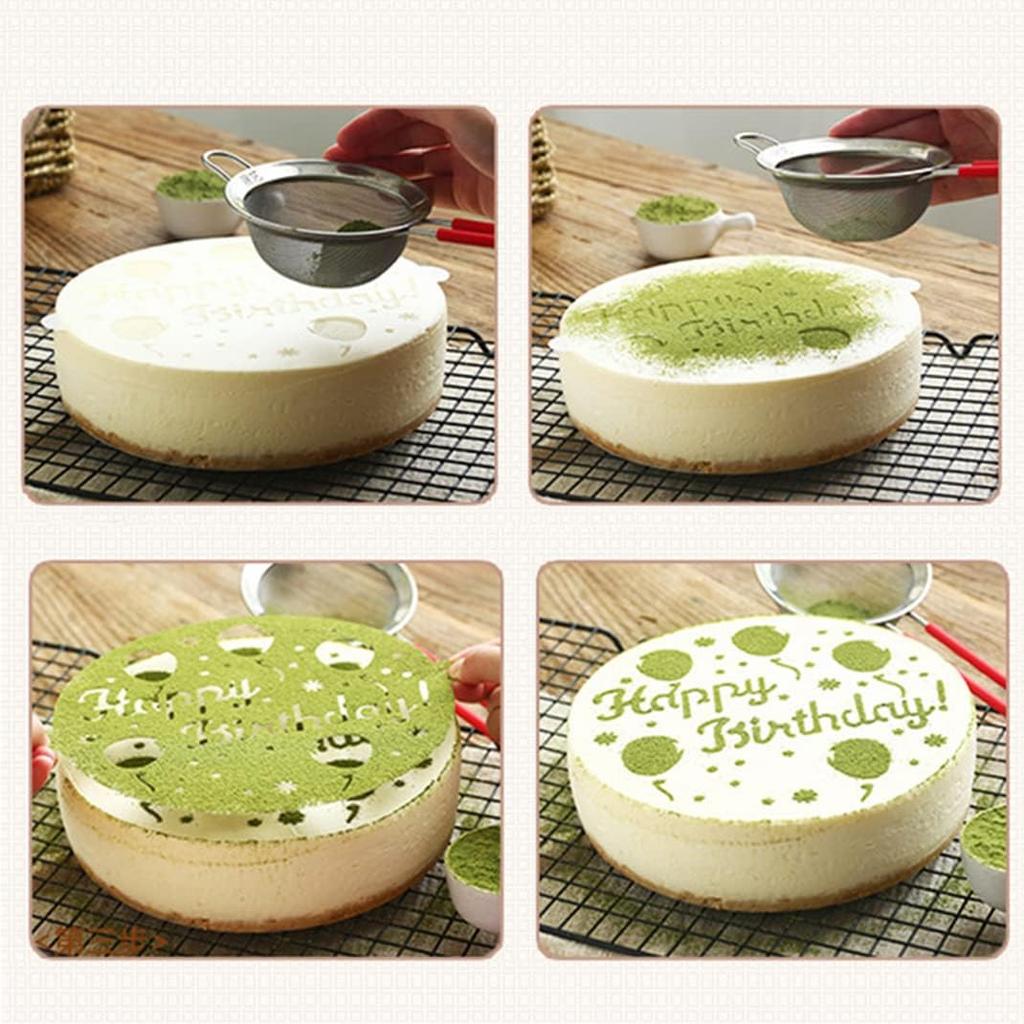 iSuperb 4 Pieces Cake Top Stencils Cookie/Cake Decorating Painting Templates Baking Tool for Cupcake Wedding Cake Fondant Impression, Wedding